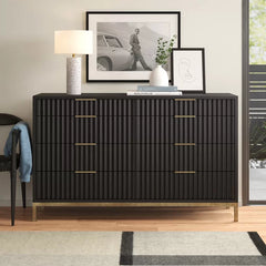 Elyza 8 Drawer 62'' W Sanded and Stained Drawer Interiors with English Dovetail Joinery