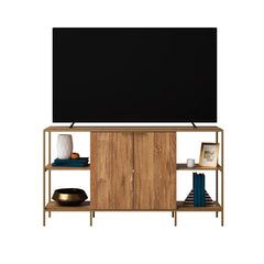 Emerie TV Stand for TVs up to 65" Sleek Metal Frame is Crafted with a Satin Gold Finish