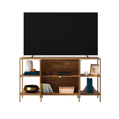 Emerie TV Stand for TVs up to 65" Sleek Metal Frame is Crafted with a Satin Gold Finish