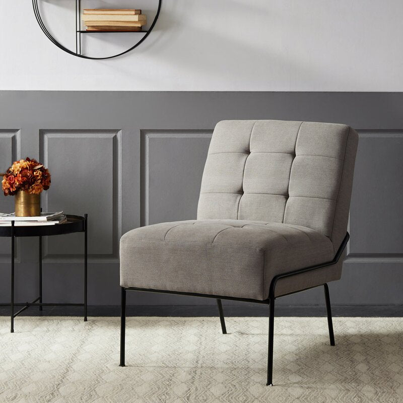 Slate Polyester 22.5'' Wide Tufted Side Chair Add Extra Seating to your Living Room Without Sacrificing A Modern Aesthetic