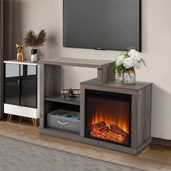 Emmagrace TV Stand for TVs up to 43" with Fireplace Included
