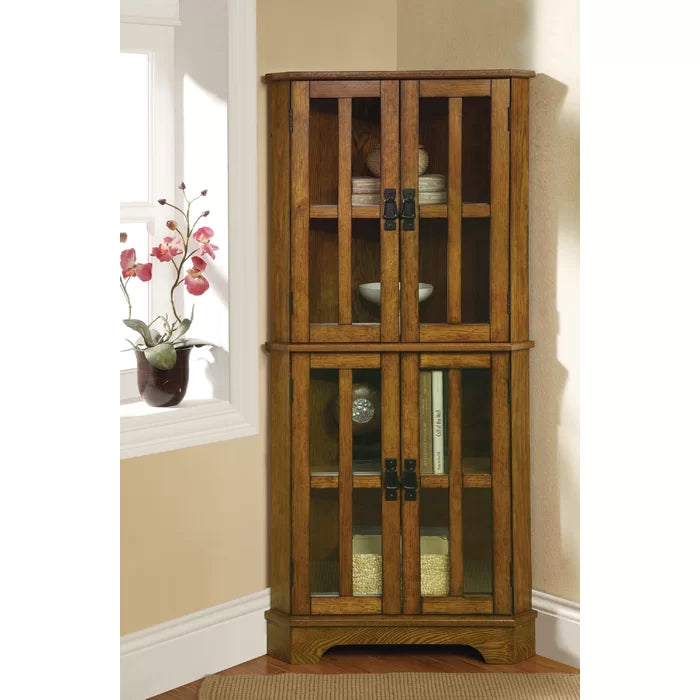Golden Brown Emmalynn 23'' Wide Mirrored Back Curio Cabinet