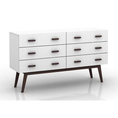 White Emyr 6 Drawer 55'' W Solid Wood Dresser Offer Penty Storage Space