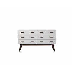 White Emyr 6 Drawer 55'' W Solid Wood Dresser Offer Penty Storage Space