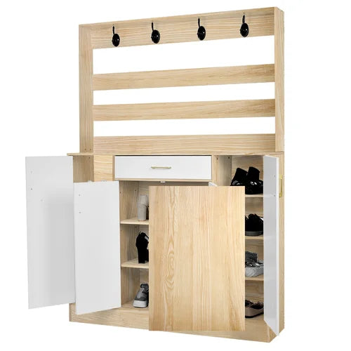 Yellow 14 Pair Shoe Storage Cabinet Smooth And Delicate Resistant To Scratches