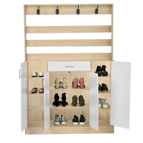 Yellow 14 Pair Shoe Storage Cabinet Smooth And Delicate Resistant To Scratches