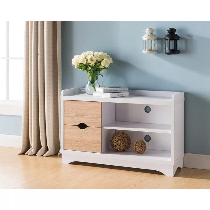 2 Shelves Entry 8 Pair Shoe Storage Bench Provide Ample Storage Space