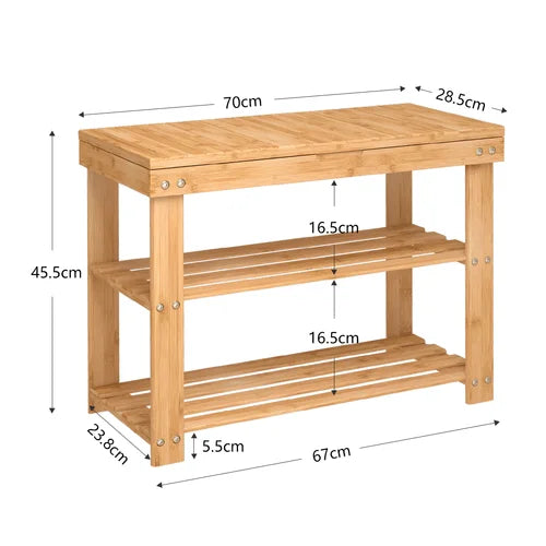Yellow Entryway 4 Pair Shoe Rack Solid Bamboo Shoe Bench Provides Space