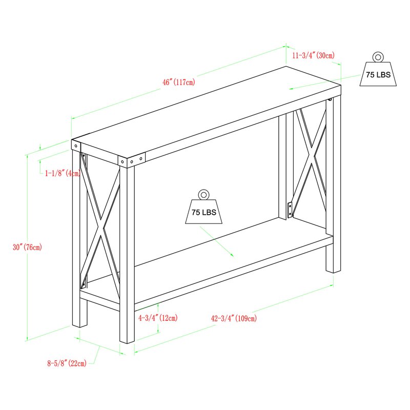 Enzo 46'' Console Table Clean Lined Rectangular Silhouette
