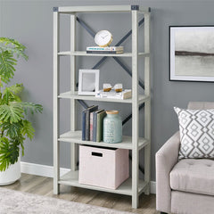 Stone Gray 64'' H x 30'' W Etagere Bookcase Provide Shelving for your Collectibles, Books, and Décor with this Bookcase with Four Spacious Shelves