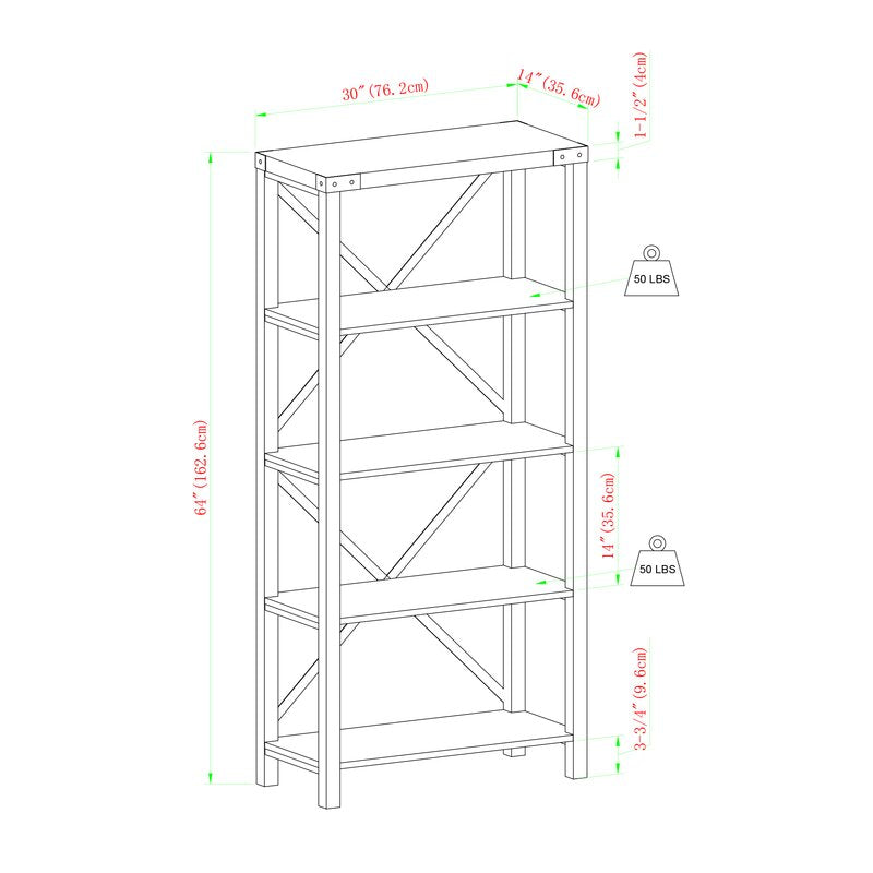 1 White Oak Enzo 64'' H x 30'' W Etagere Bookcase