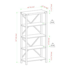 1 White Oak Enzo 64'' H x 30'' W Etagere Bookcase