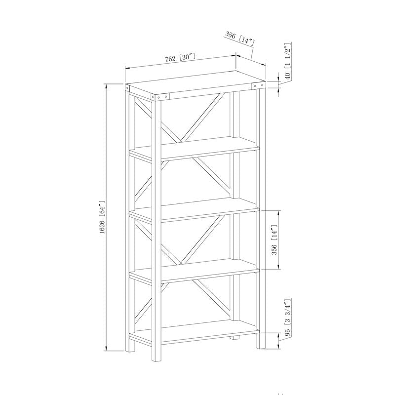 1 White Oak Enzo 64'' H x 30'' W Etagere Bookcase