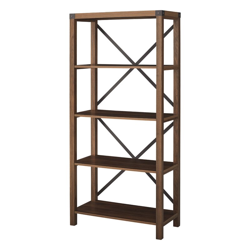Dark Walnut 64'' H x 30'' W Etagere Bookcase Provide Shelving for your Collectibles, Books, and Décor with this Bookcase with Four Spacious Shelves
