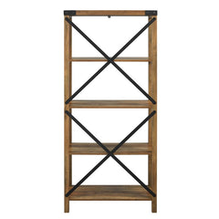 Rustic Oak 64'' H x 30'' W Etagere Bookcase Provide Shelving for your Collectibles, Books, and Décor with this Bookcase with Four Spacious Shelves