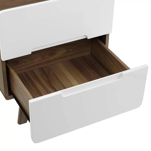Walnut-White Epitome 22'' Tall 2 - Drawer Nightstand Functional Style