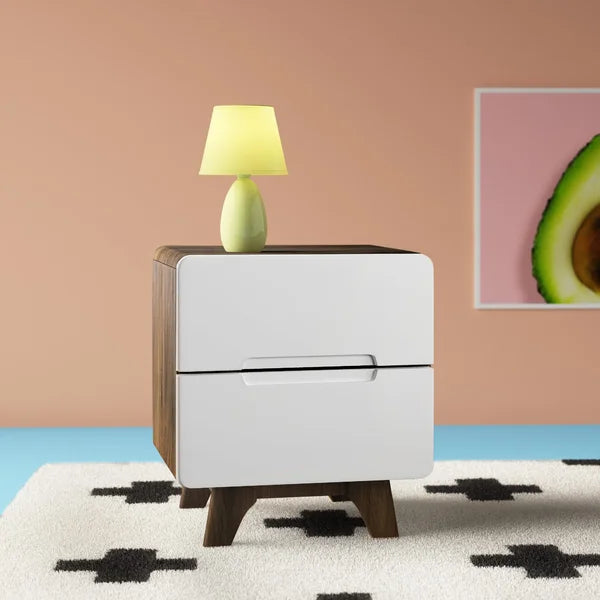 Walnut-White Epitome 22'' Tall 2 - Drawer Nightstand Functional Style