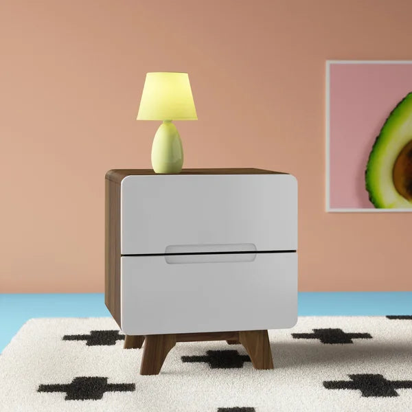 Walnut-White Epitome 22'' Tall 2 - Drawer Nightstand Functional Style