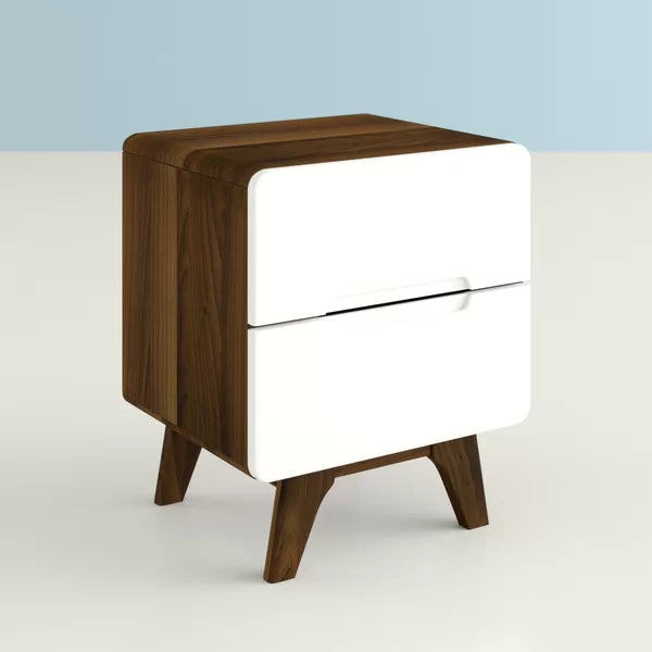 Walnut-White Epitome 22'' Tall 2 - Drawer Nightstand Functional Style