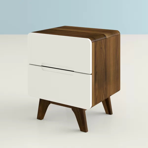 Walnut-White Epitome 22'' Tall 2 - Drawer Nightstand Functional Style