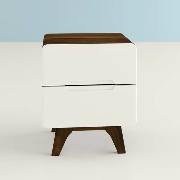 Walnut-White Epitome 22'' Tall 2 - Drawer Nightstand Functional Style