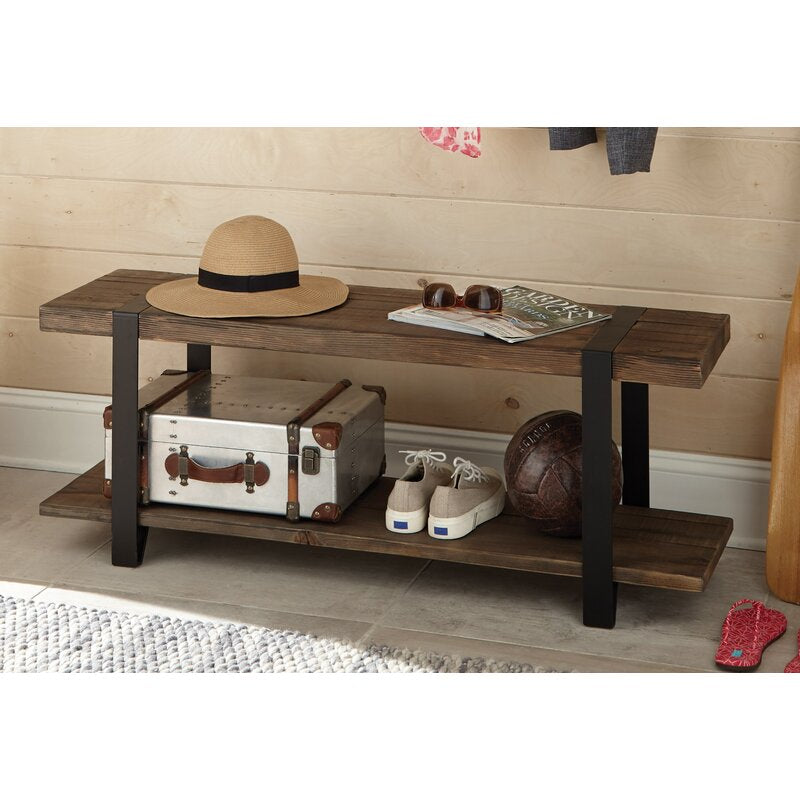 Wood Shelves Storage Bench Perfect for Storing Boots, Entryway Essentials, or Even A Decorative Accent