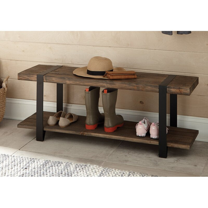 Wood Shelves Storage Bench Perfect for Storing Boots, Entryway Essentials, or Even A Decorative Accent