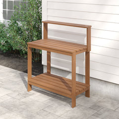 Hardwood Dark Red Meranti Potting Bench Perfect Place To Pot Plants, Trim Florals and Keep Gardening Supplies