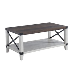 Solid Wood Ervie Coffee Table with Storage Rustic Barn Wood Finish Perfect for Living Room