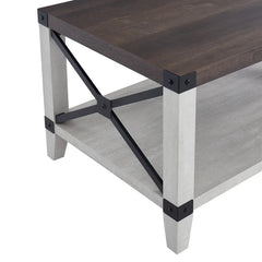 Solid Wood Ervie Coffee Table with Storage Rustic Barn Wood Finish Perfect for Living Room