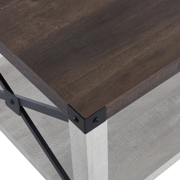 Solid Wood Ervie Coffee Table with Storage Rustic Barn Wood Finish Perfect for Living Room