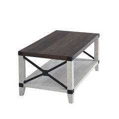 Solid Wood Ervie Coffee Table with Storage Rustic Barn Wood Finish Perfect for Living Room