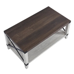 Solid Wood Ervie Coffee Table with Storage Rustic Barn Wood Finish Perfect for Living Room