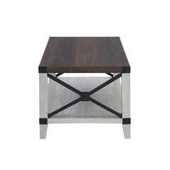 Solid Wood Ervie Coffee Table with Storage Rustic Barn Wood Finish Perfect for Living Room