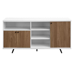 Solid white/English Oak Eskew 60'' Wide Sideboard with Adjustable Shelves and Cable Management