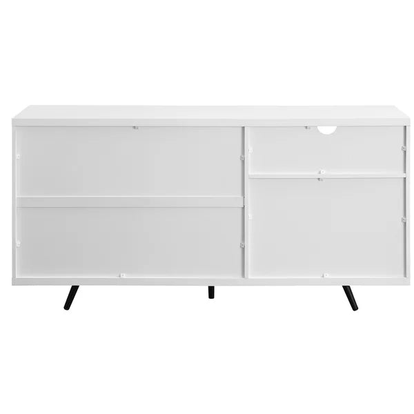 Solid white/English Oak Eskew 60'' Wide Sideboard with Adjustable Shelves and Cable Management