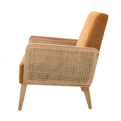 Yellow Polyester 24.8'' Wide Armchair Rattan Wicker Solid Wood