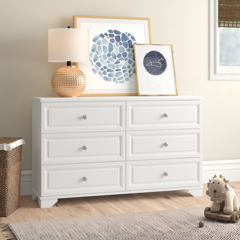 6 Drawer Double Dresser Engineered Wood Rich Espresso Indulge Classic White Sand model