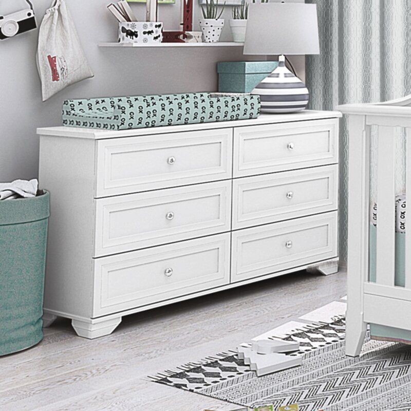 6 Drawer Double Dresser Engineered Wood Rich Espresso Indulge Classic White Sand model