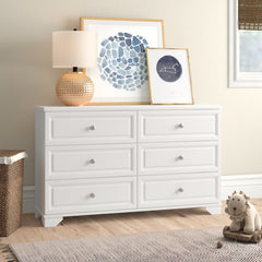 6 Drawer Double Dresser Engineered Wood Rich Espresso Indulge Classic White Sand model