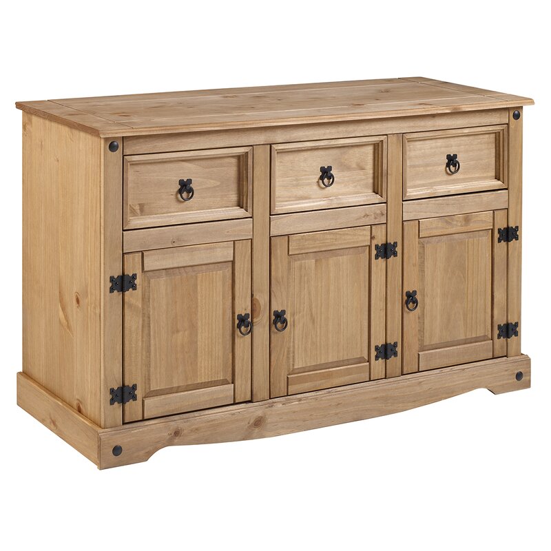 Brown Estefanita 51.97'' Wide 3 Drawer Pine Solid Wood Sideboard