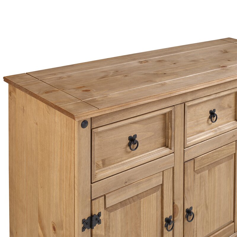 Brown Estefanita 51.97'' Wide 3 Drawer Pine Solid Wood Sideboard