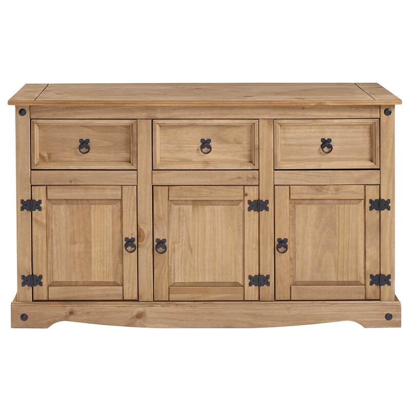Brown Estefanita 51.97'' Wide 3 Drawer Pine Solid Wood Sideboard