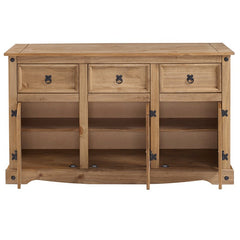 Brown Estefanita 51.97'' Wide 3 Drawer Pine Solid Wood Sideboard