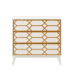 White Estelle 34'' Tall 3 Drawer Accent Chest Mid Century Modern Look