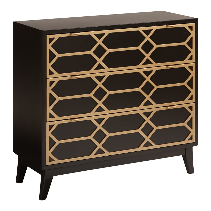 Estelle 34'' Tall 3 Drawer Accent Chest Mid-century Modern Look