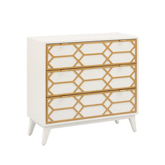 White Estelle 34'' Tall 3 Drawer Accent Chest Mid Century Modern Look