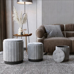 Etana Velvet Tufted Round Storage Ottoman with Storage Ample Space