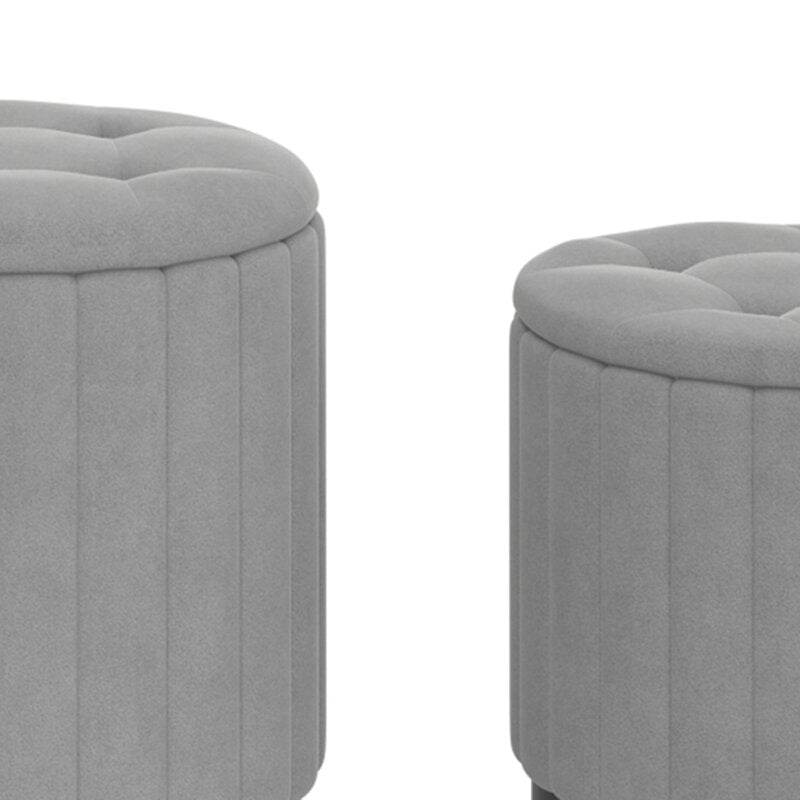 Etana Velvet Tufted Round Storage Ottoman with Storage Ample Space
