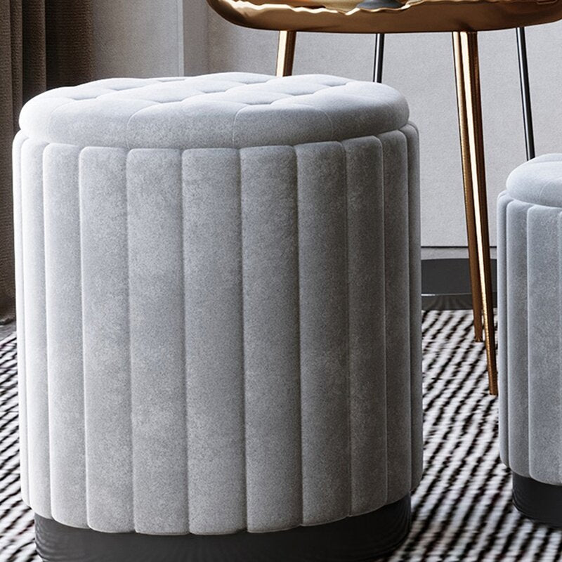 Etana Velvet Tufted Round Storage Ottoman with Storage Ample Space
